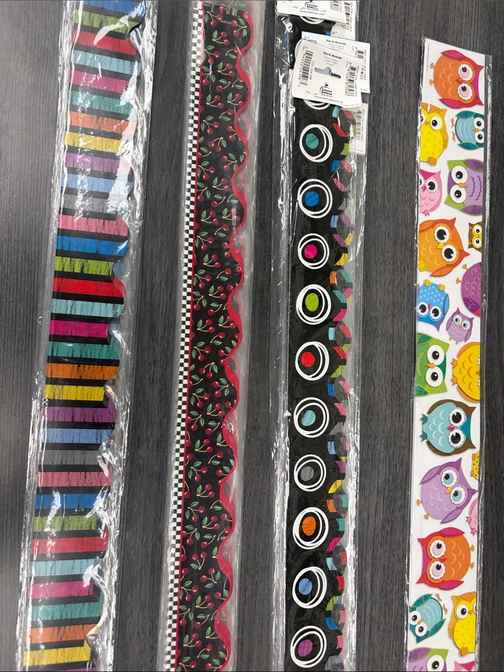 Teacher Bundle Colorful Owl cut outs  and Border Trim Set